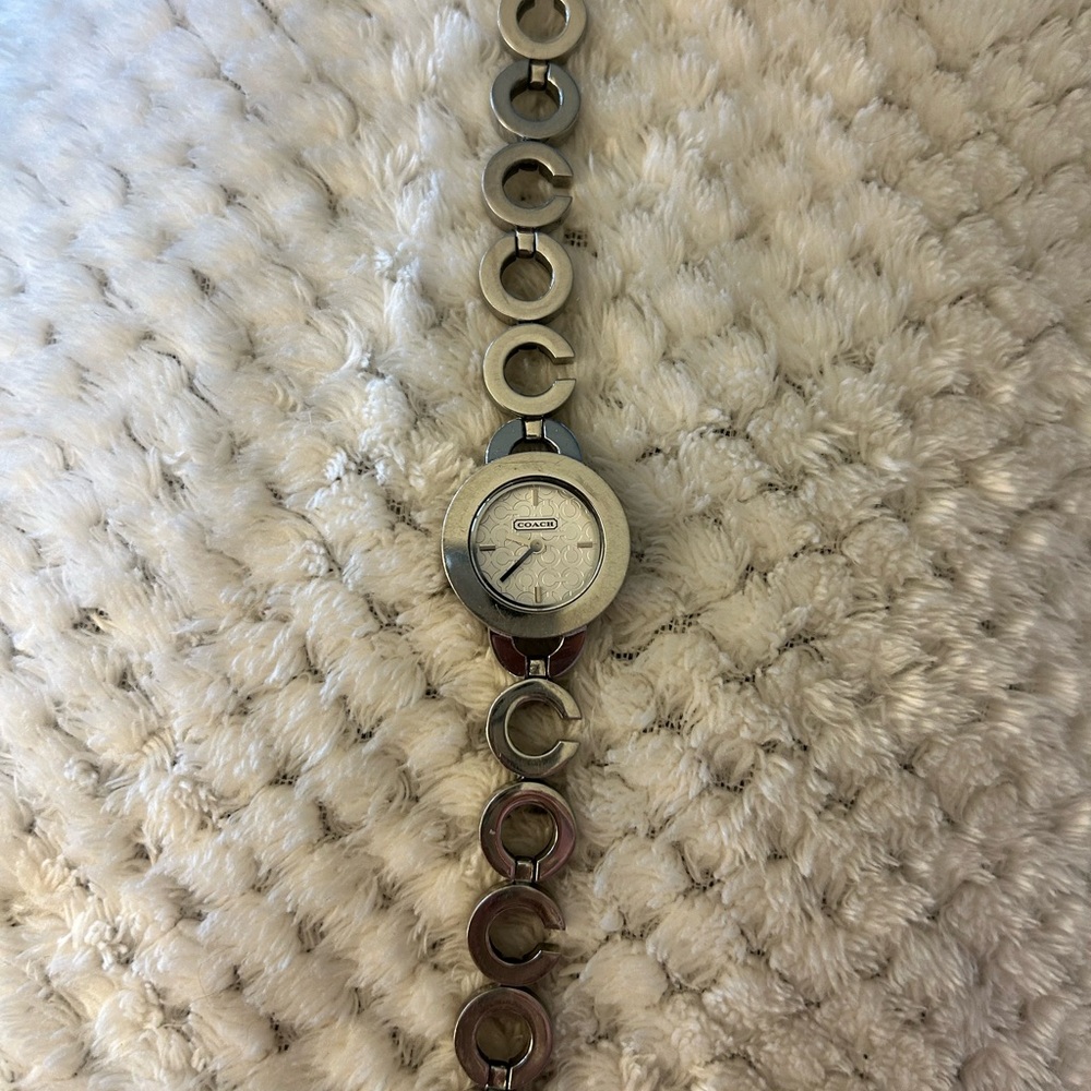 Coach Silver Circle-Link Women's Bracelet Watch